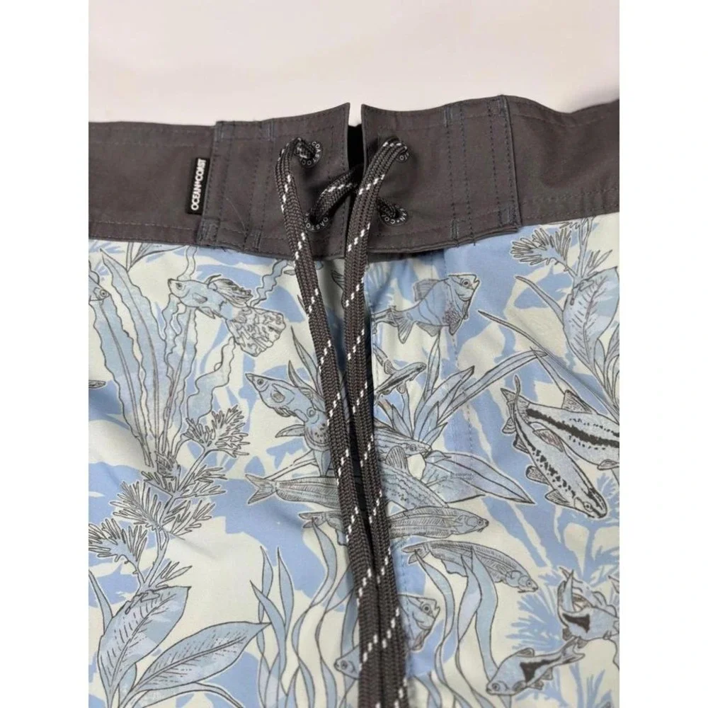 Ocean + Coast Mens Blue‎ Fish Print Board Shorts Swim Trunks Medium